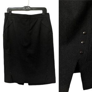 PER SE CARLISLE Wool Studded Slit Skirt 12